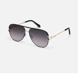 Quay Australia Black and Gold Aviator Sunglasses